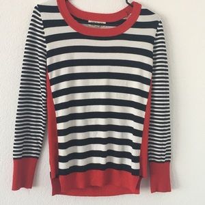 Black and White Striped Long Sleeves with Red